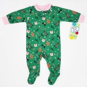 NWT Sara's Prints Baby Girl Christmas Evergreen Footed Pajama Size 6M